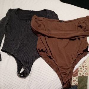 Fashion Nova Black and Brown Bodysuits